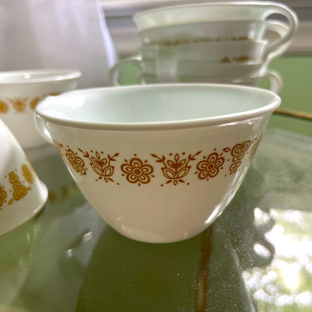 Vintage 70s Corelle Livingware Butterfly Gold Coffee Tea Set